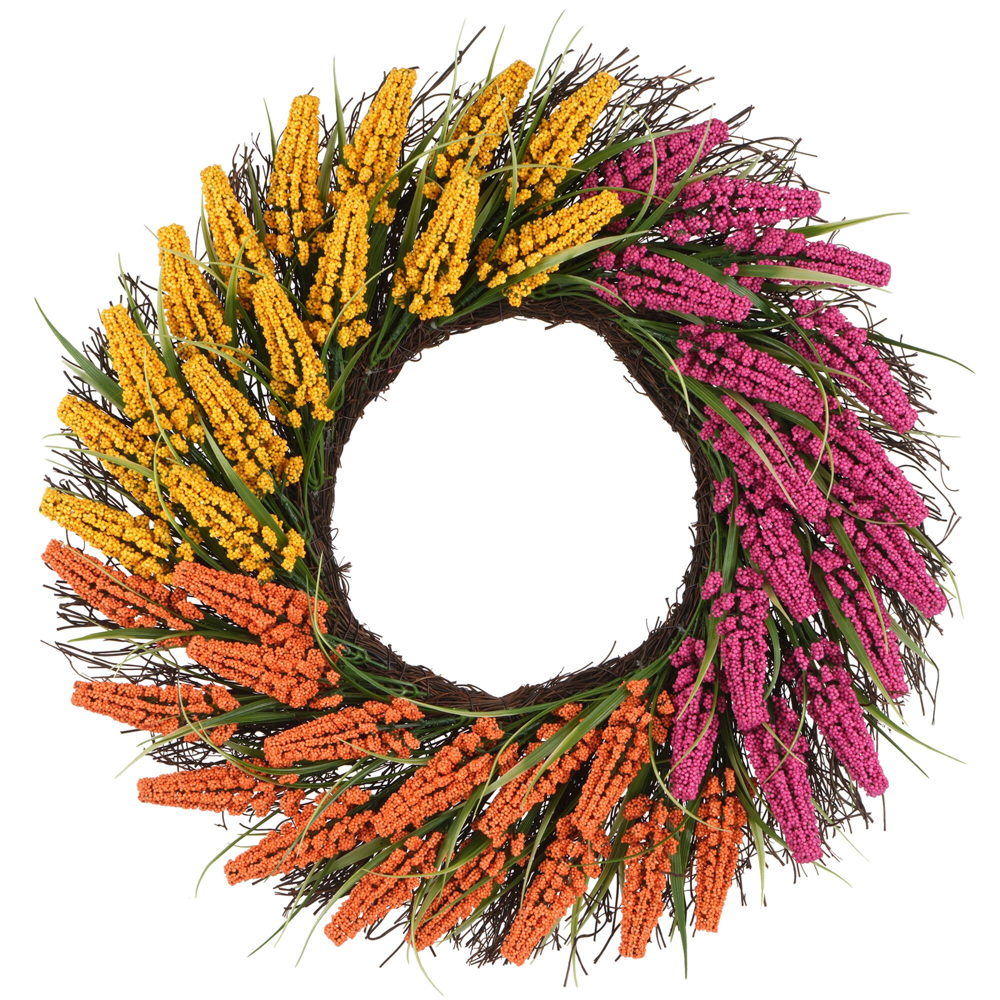 22" Yellow, Orange & Pink Heather Wreath by Ashland®